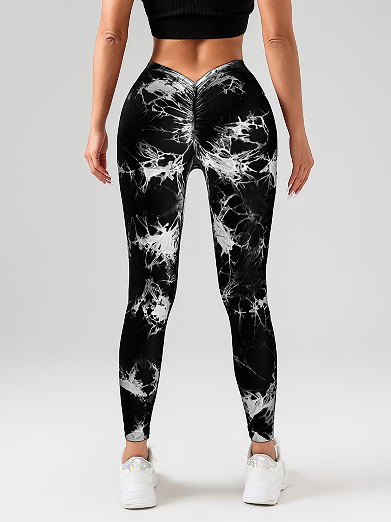 4-Pack Women’s Scrunch Tie-Dye Leggings – High Waist Seamless Butt-Lifting V-Back Yoga & Gym Pants