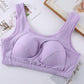 Plus Size Women Bra Ladies Cotton Quake-Proof Underwear Sleep Tops No Buckles Non Wire Lingerie With Removable Padded