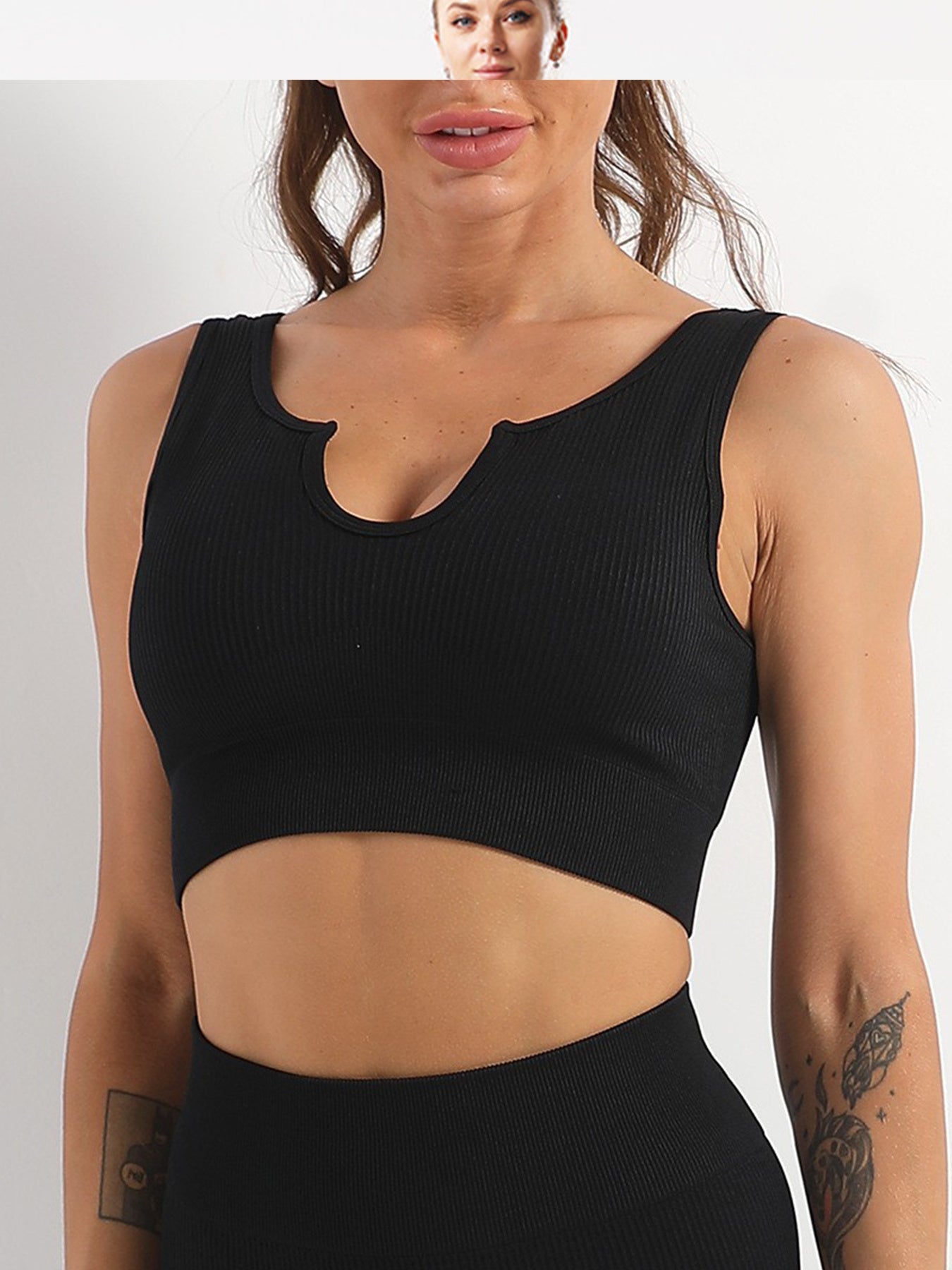 Workout Sets For Women 2 Piece Seamless Ribbed Crop Tank High Waist Shorts Yoga Outfits