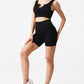 Workout Sets For Women 2 Piece Seamless Ribbed Crop Tank High Waist Shorts Yoga Outfits