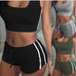 Crop top and striped shorts
