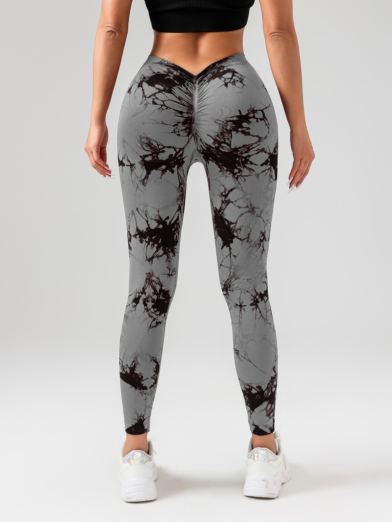 4-Pack Women’s Scrunch Tie-Dye Leggings – High Waist Seamless Butt-Lifting V-Back Yoga & Gym Pants