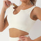 Women's Seamless Sports Bra Workout Crop Top Tank Tops For Women Longline Sports Bra Ribbed Crop Top Fitness