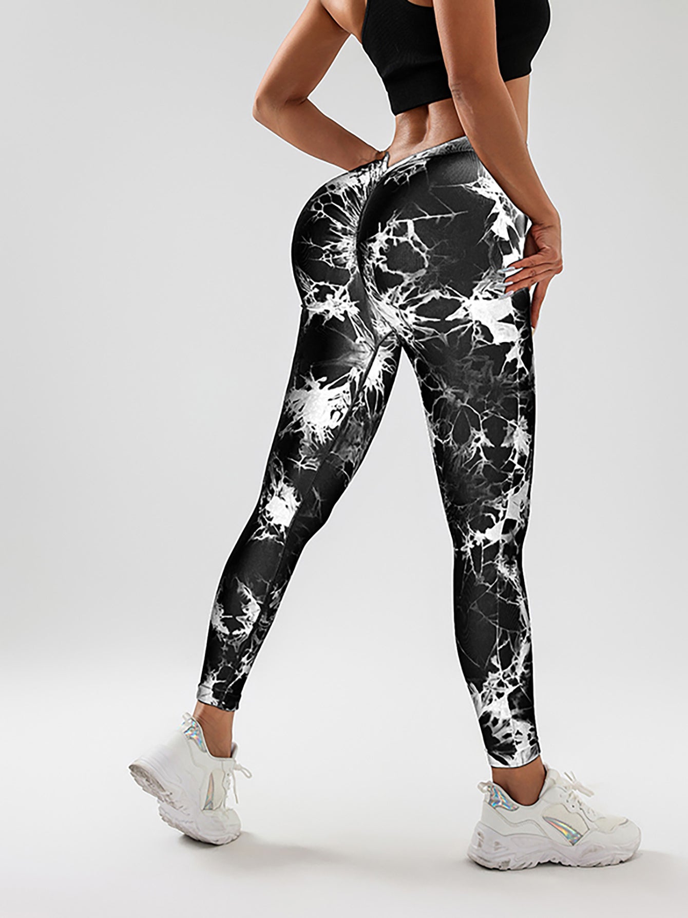 4-Pack Women’s Scrunch Tie-Dye Leggings – High Waist Seamless Butt-Lifting V-Back Yoga & Gym Pants