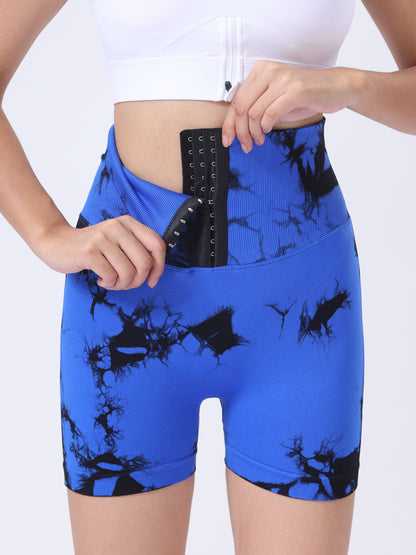 Women’s Tie-Dye Button Sports Shorts – High Waist Fitness, Yoga & Everyday Summer Wear