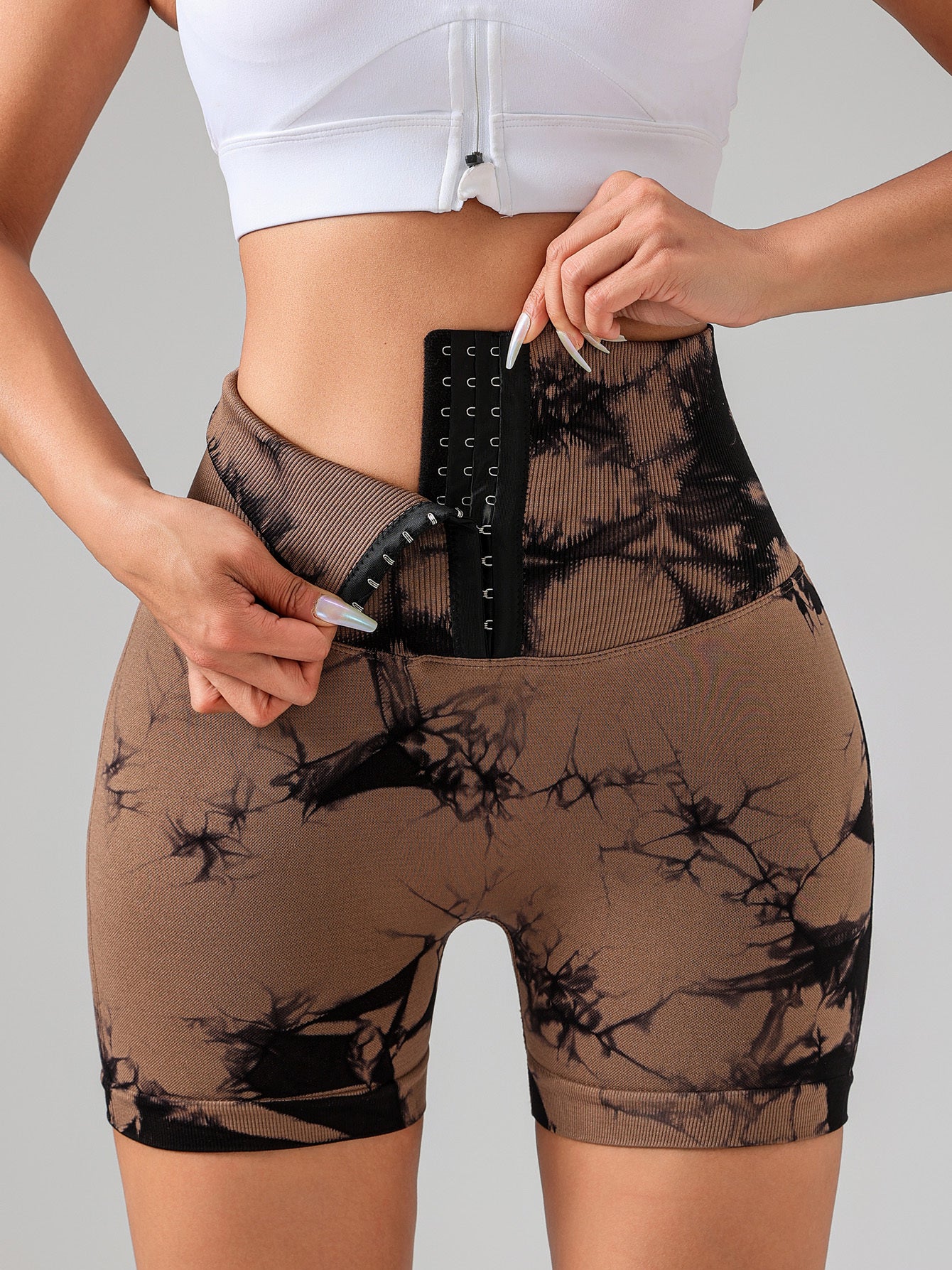 Women’s Tie-Dye Button Sports Shorts – High Waist Fitness, Yoga & Everyday Summer Wear