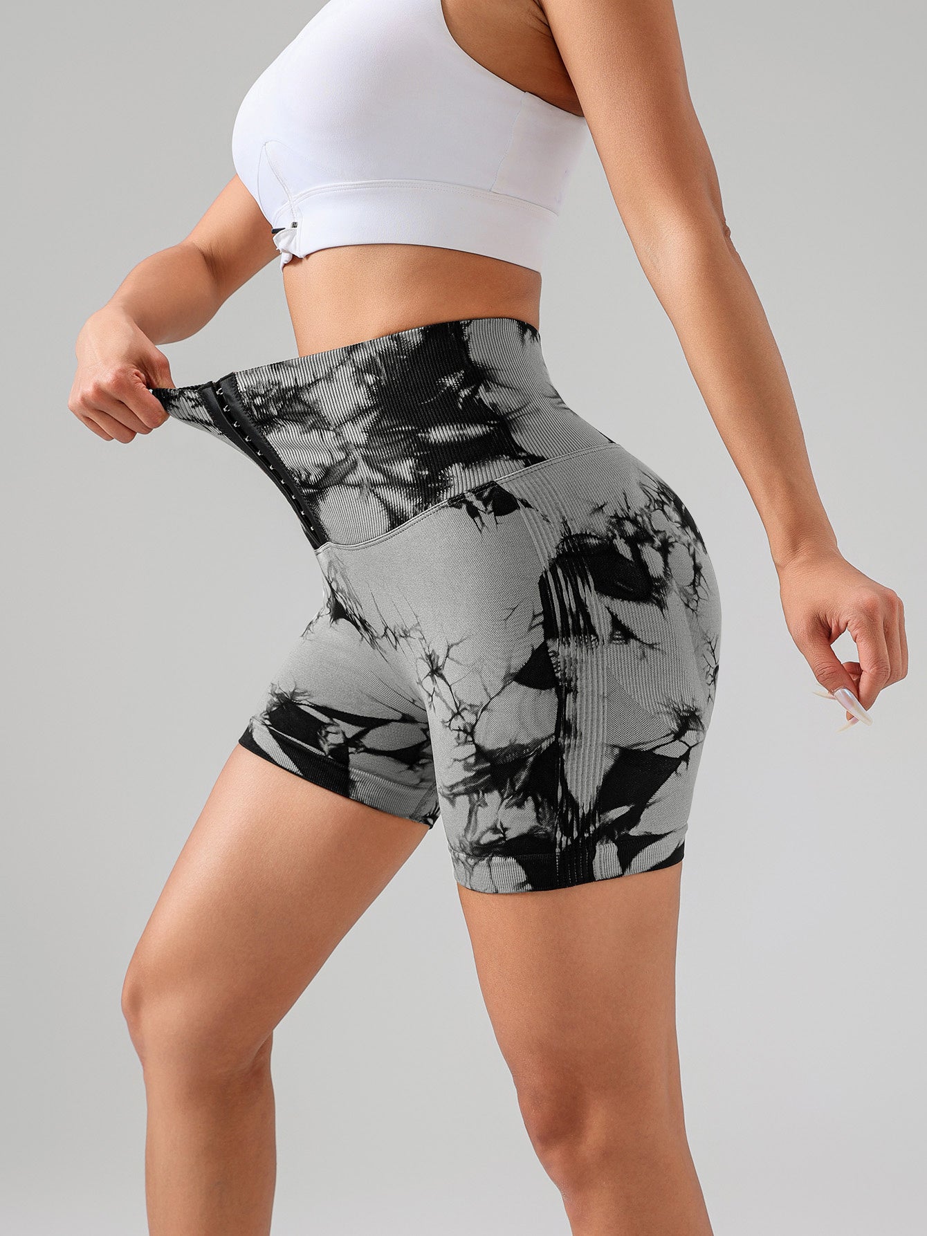 Women’s Tie-Dye Button Sports Shorts – High Waist Fitness, Yoga & Everyday Summer Wear