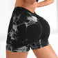 Women's Tie Dye High Waist V-Back Scrunch Yoga Shorts, Seamless Sport Athletic Shorts With Stretch Fabric, Fitness Workout Bottoms