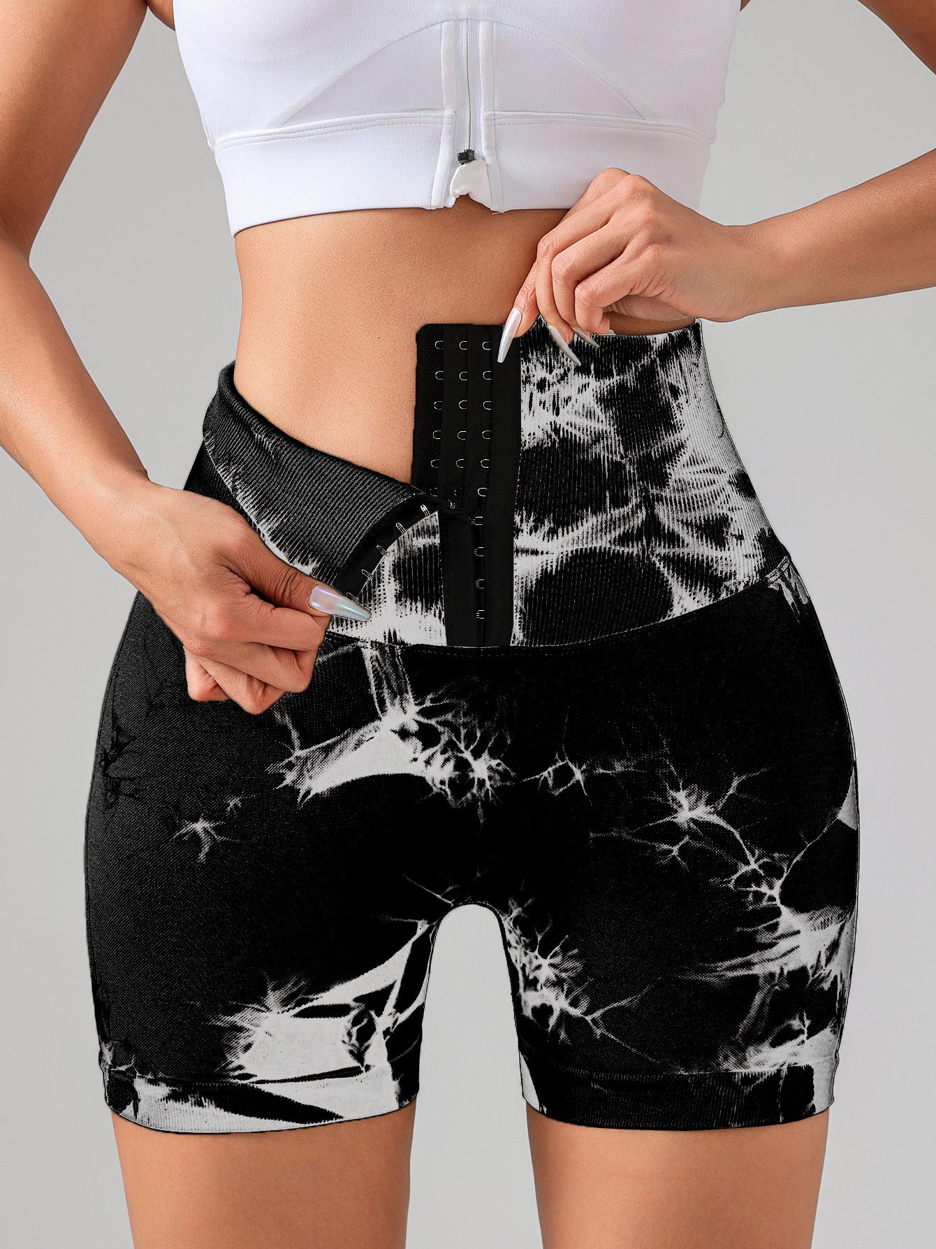 Women’s Tie-Dye Button Sports Shorts – High Waist Fitness, Yoga & Everyday Summer Wear