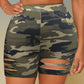 Ladies' Camouflage Perforated Fashionable Casual Shorts