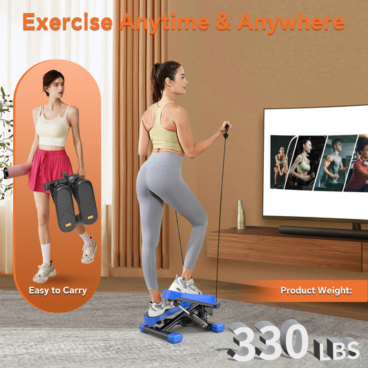 CD Monitor Downloads Home Office Exercise 330LBS Capacity Mini Stepper With Resistance Bands And LCD Monitor